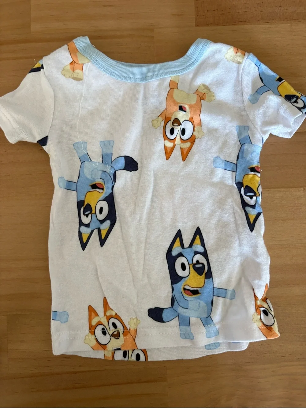 Bluey Print Kids One-Piece Pajama Set - Blue & White